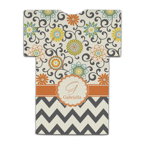 Swirls, Floral & Chevron Jersey Bottle Cooler - BACK (flat)