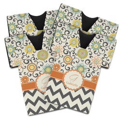 Swirls, Floral & Chevron Jersey Bottle Cooler - Set of 4 (Personalized)