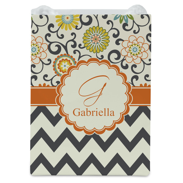 Swirls, Floral & Chevron Jewelry Gift Bag - Gloss - Front