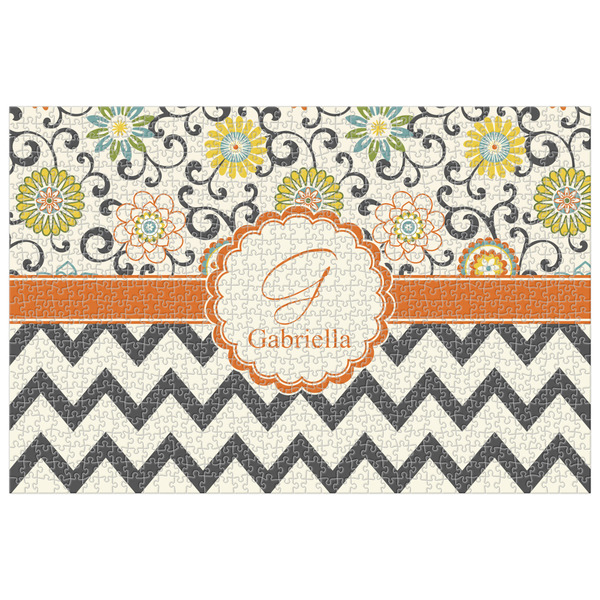 Custom Swirls, Floral & Chevron Jigsaw Puzzle - 1000-piece (Personalized)