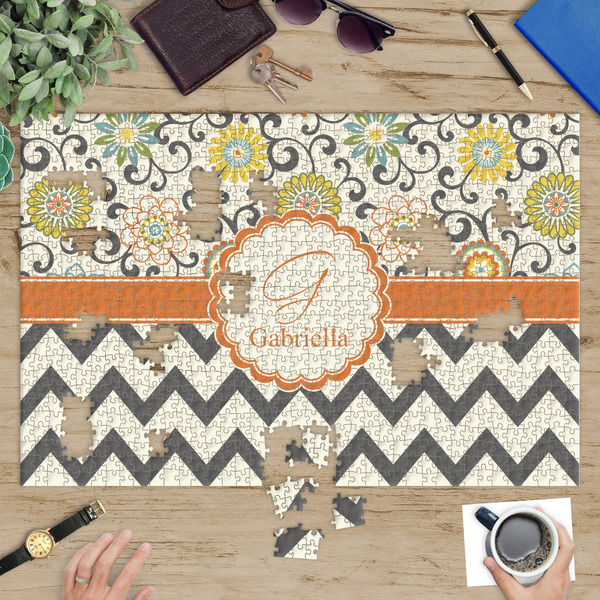 Swirls, Floral & Chevron Jigsaw Puzzle 1014 Piece - In Context