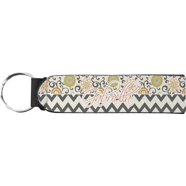 Custom Swirls, Floral & Chevron Neoprene Keychain Fob (Personalized)