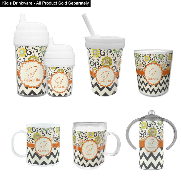 Swirls, Floral & Chevron Kid's Drinkware - Customized & Personalized