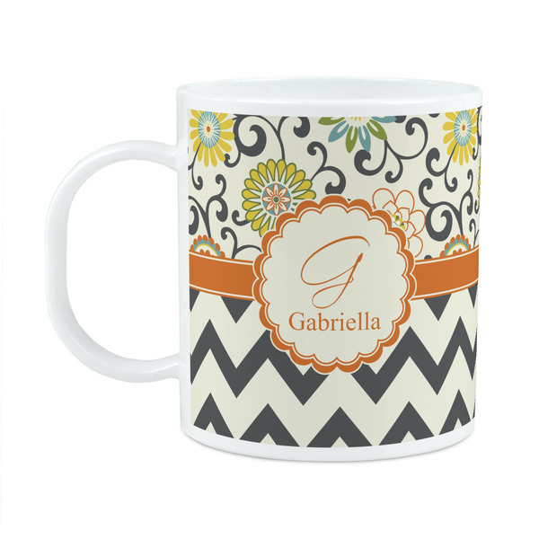 Custom Swirls, Floral & Chevron Plastic Kids Mug (Personalized)