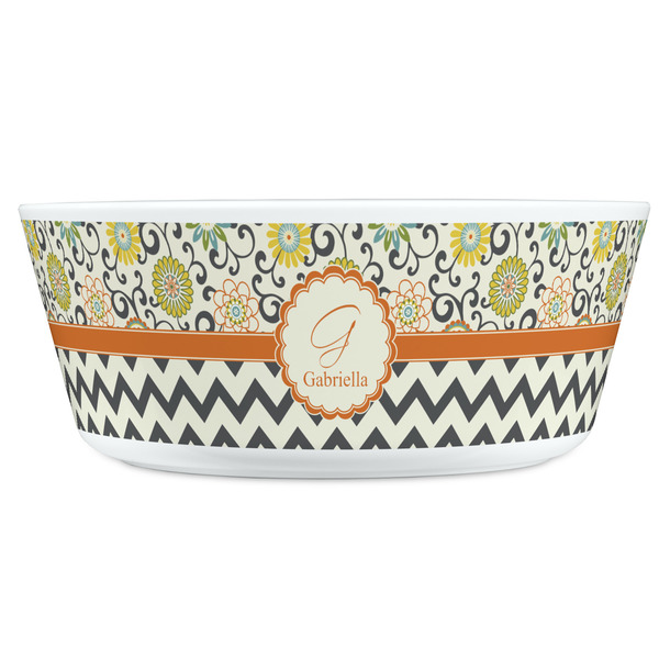 Swirls, Floral & Chevron Kids Bowls - FRONT