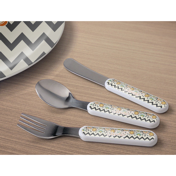 Swirls, Floral & Chevron Kids Flatware w/ Plate
