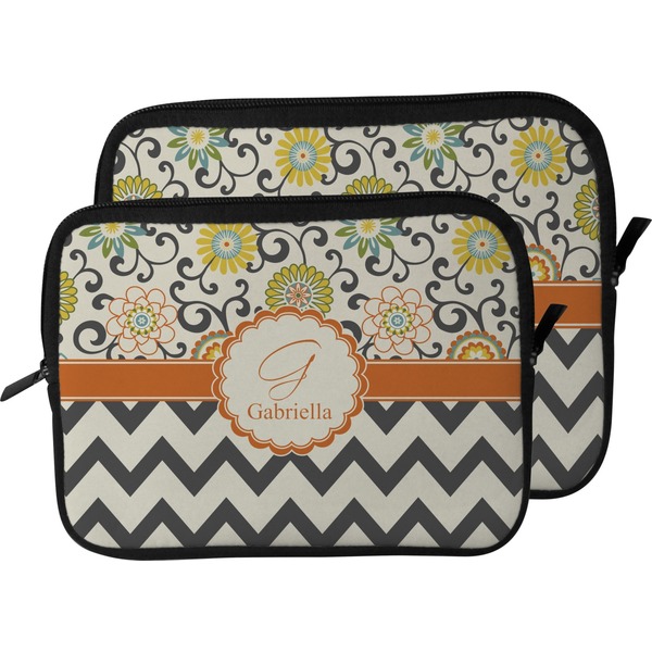 Swirls, Floral & Chevron Laptop Sleeve (Size Comparison)