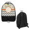 Swirls, Floral & Chevron Large Backpack - Black - Front & Back View