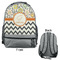 Swirls, Floral & Chevron Large Backpack - Gray - Front & Back View