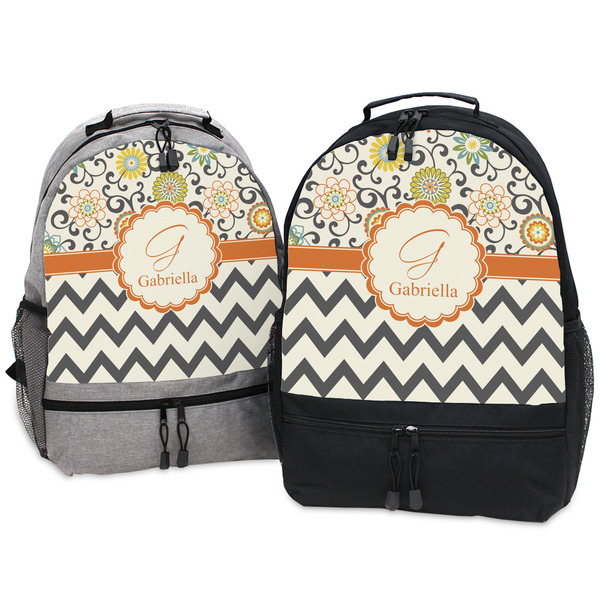 Swirls, Floral & Chevron Large Backpacks - Both