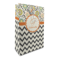 Swirls, Floral & Chevron Large Gift Bag (Personalized)