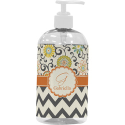Swirls, Floral & Chevron Plastic Soap / Lotion Dispenser (16 oz - Large - White) (Personalized)