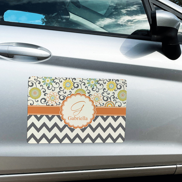 Swirls, Floral & Chevron Large Rectangle Car Magnets- In Context