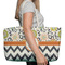 Swirls, Floral & Chevron Large Rope Tote Bag - In Context View