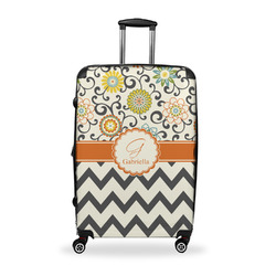 Swirls, Floral & Chevron Suitcase - 28" Large - Checked w/ Name and Initial