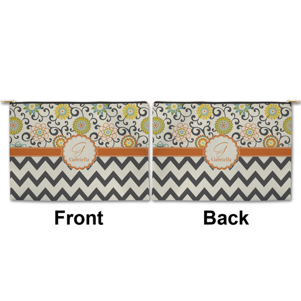 Swirls, Floral & Chevron Large Zipper Pouch Approval (Front and Back)
