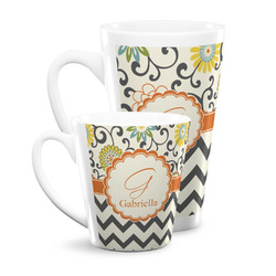 Swirls, Floral & Chevron Latte Mug (Personalized)