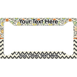 Swirls, Floral & Chevron License Plate Frame - Style A (Personalized)