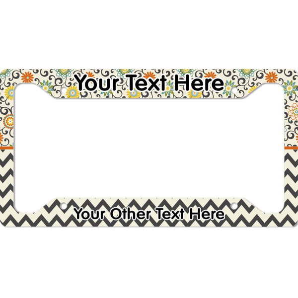 Custom Swirls, Floral & Chevron License Plate Frame - Style A (Personalized)