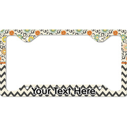 Swirls, Floral & Chevron License Plate Frame - Style C (Personalized)