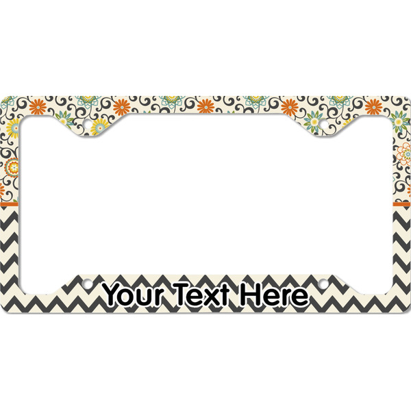 Custom Swirls, Floral & Chevron License Plate Frame - Style C (Personalized)
