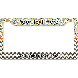 Swirls, Floral & Chevron License Plate Frame - Style B (Personalized)
