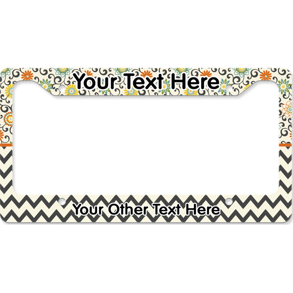 Custom Swirls, Floral & Chevron License Plate Frame - Style B (Personalized)