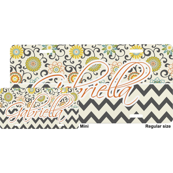 Swirls, Floral & Chevron License Plate (Sizes)