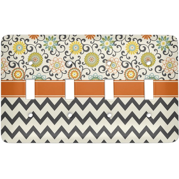 Custom Swirls, Floral & Chevron Light Switch Cover (4 Toggle Plate)