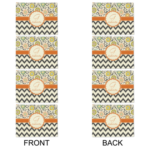 Swirls, Floral & Chevron Linen Placemat - APPROVAL Set of 4 (double sided)