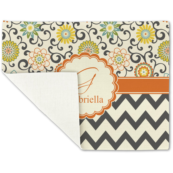 Swirls, Floral & Chevron Linen Placemat - Folded Corner (single side)