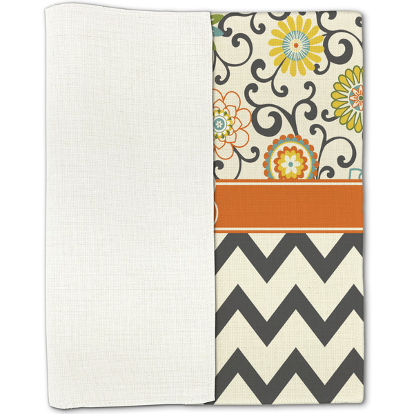 Swirls, Floral & Chevron Linen Placemat - Folded Half