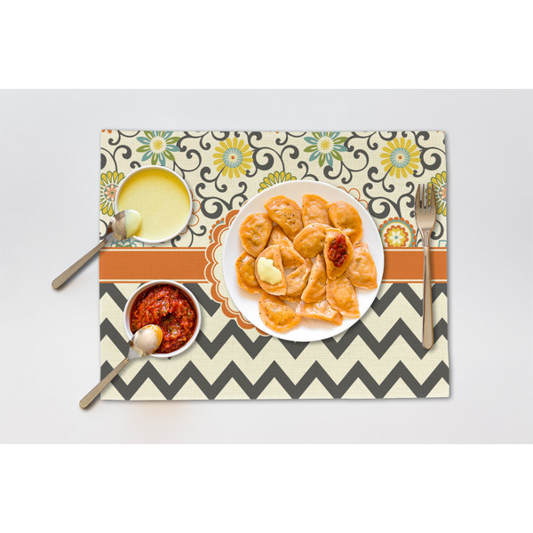 Swirls, Floral & Chevron Linen Placemat - Lifestyle (single)