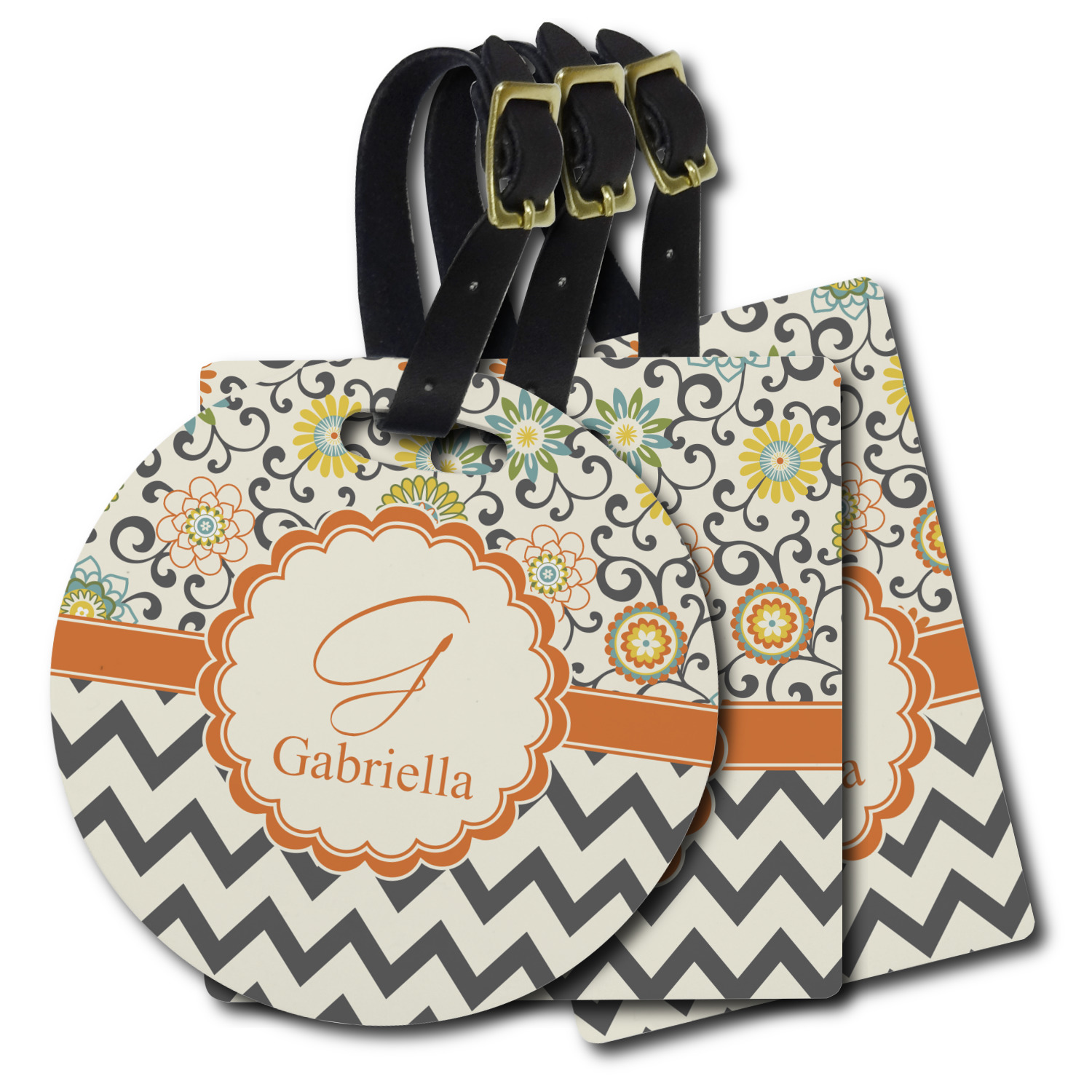 Custom Swirls, Floral & Chevron Plastic Luggage Tag (Personalized