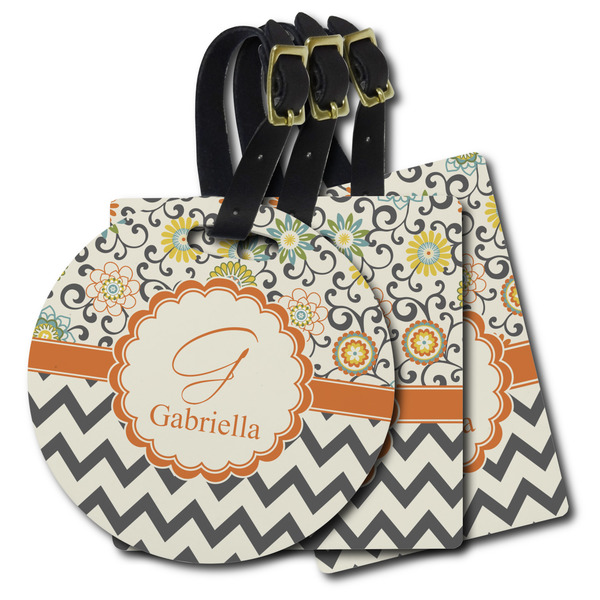 Custom Swirls, Floral & Chevron Plastic Luggage Tag (Personalized)