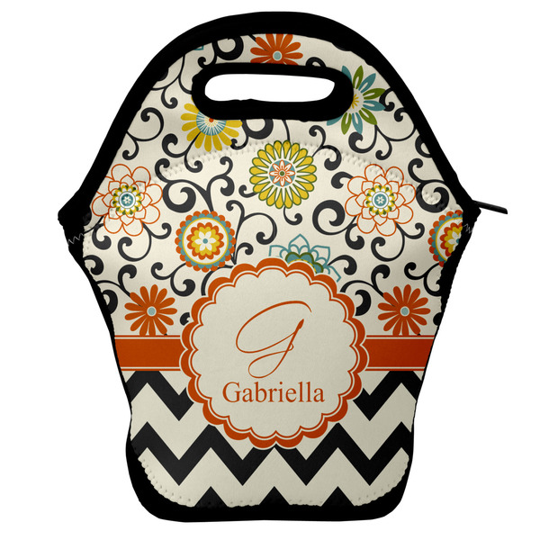 Custom Swirls, Floral & Chevron Lunch Bag w/ Name and Initial