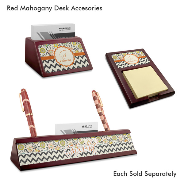 Swirls, Floral & Chevron Mahogany Desk Accessories