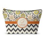 Swirls, Floral & Chevron Makeup Bag - Large - 12.5"x7" (Personalized)