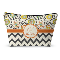 Swirls, Floral & Chevron Makeup Bag - Large - 12.5"x7" (Personalized)