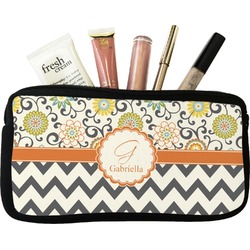 Swirls, Floral & Chevron Makeup / Cosmetic Bag - Small (Personalized)