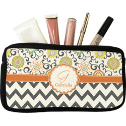 Swirls, Floral & Chevron Makeup / Cosmetic Bag (Personalized)
