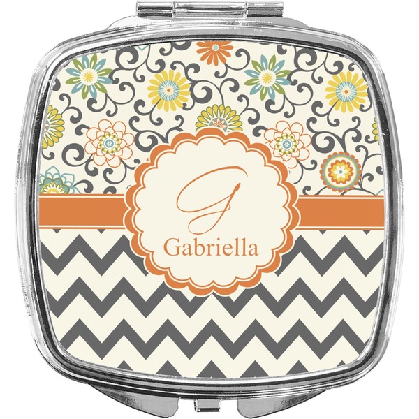 Custom Swirls, Floral & Chevron Compact Makeup Mirror (Personalized)