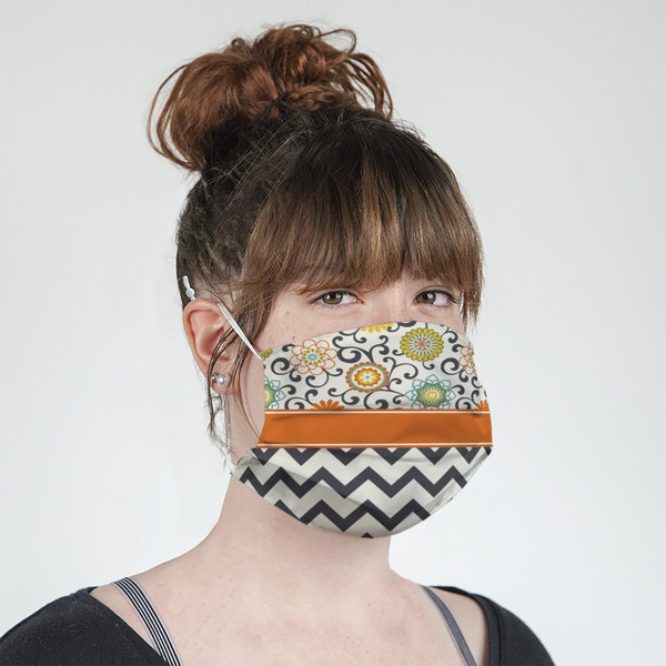 Swirls, Floral & Chevron Mask - Quarter View on Girl