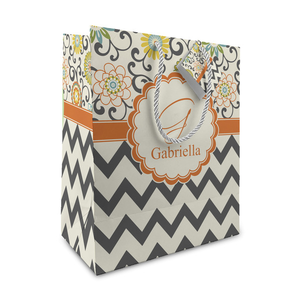 Custom Swirls, Floral & Chevron Medium Gift Bag (Personalized)