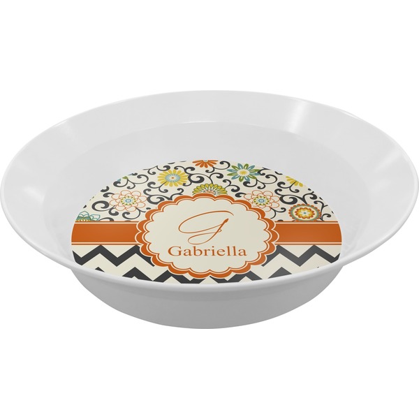 Custom Swirls, Floral & Chevron Melamine Bowl (Personalized)