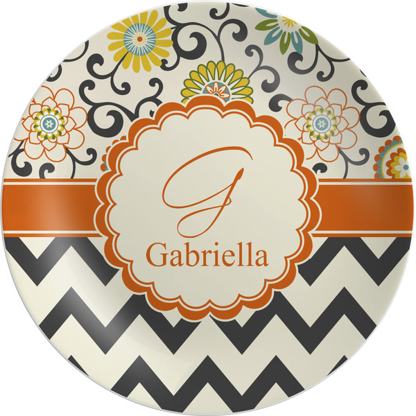 Custom Swirls, Floral & Chevron Melamine Plate (Personalized)
