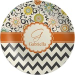 Swirls, Floral & Chevron Melamine Plate (Personalized)