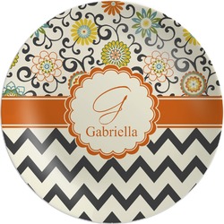 Swirls, Floral & Chevron Melamine Plate (Personalized)