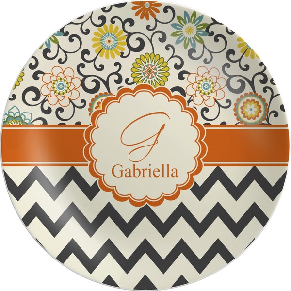 Custom Swirls, Floral & Chevron Melamine Plate (Personalized)