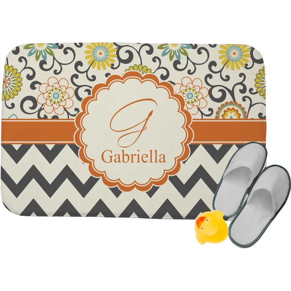 Custom Swirls, Floral & Chevron Memory Foam Bath Mat (Personalized)